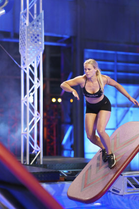 Canberra's Zoe Featonby live on the set of Australian Ninja Warrior.