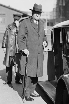 Prime Minister Joseph Lyons prepares to return to Canberra on August 12, 1935.
