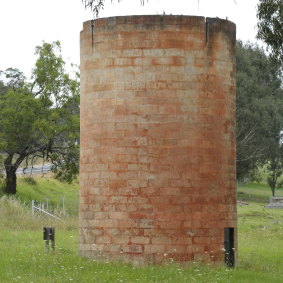 The century-old brick silo which stands sentinel in the Neil Davis Reserve.