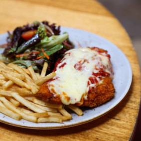 Chicken parma, no ham, at the Rag & Famish.