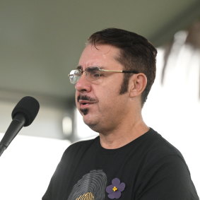 Jason Briggs, speaking at the We-Akon Dilinja ceremony in 2023.