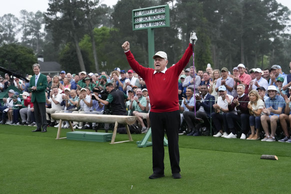 Jack Nicklaus during the ceremonial first tee at Augusta.