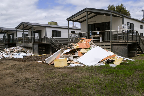 The clean-up at Discovery Parks Nagambie Lakes caravan park. 