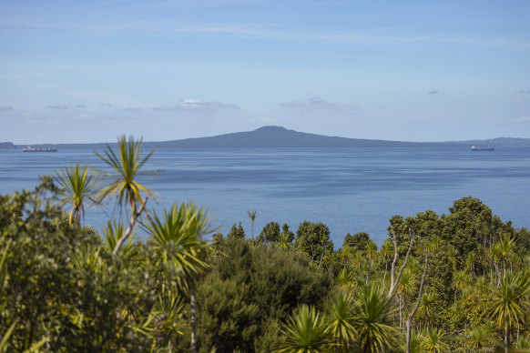 View of Rangitoto Island from Tiritiri Matangi Island, Auckland.