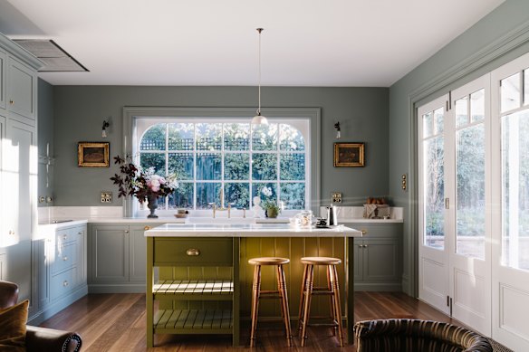 The kitchen, opening to the courtyard at right.