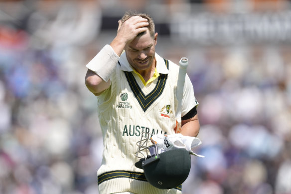 David Warner is dismissed for 43 on the opening day of the World Test Championship final. 