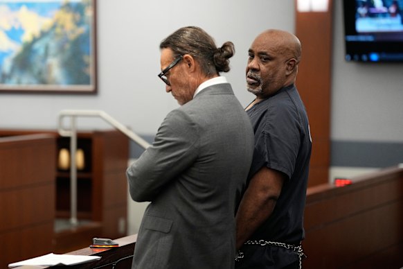 Duane Davis, right, with his attorney Michael Sanft during the sentencing hearing.