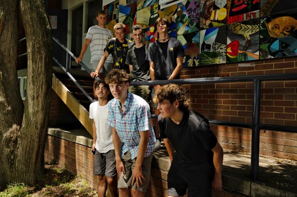 Last year’s senior school Balgowlah Boys students after 2023 HSC results were released. The school achieved an HSC average score of 89.6 in English advanced.