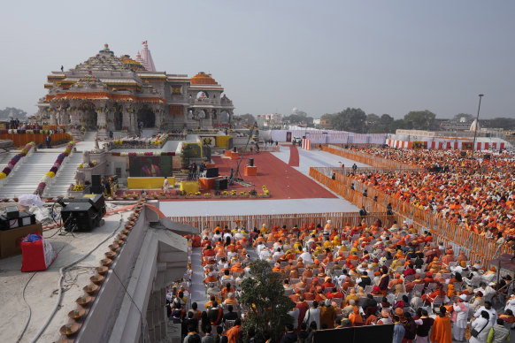 Narendra Modi’s inauguration of a controversial Hindu temple was seen as the unofficial start of his re-election campaign.