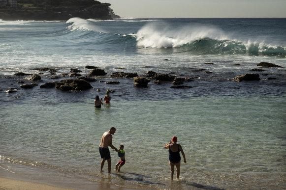 Swimmers at Bronte Beach in Sydney on Tuesday.
