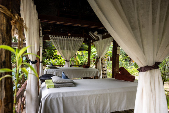 Massage tables at Maisons Wat Kor, Battabang, Cambodia.