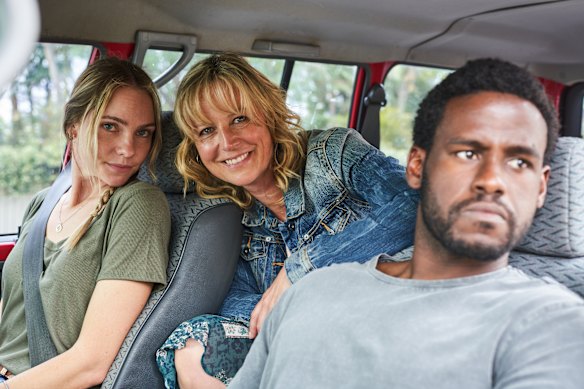 Melina Vidler, Marta Dusseldorp and Albert Mwangi in With or Without You.
