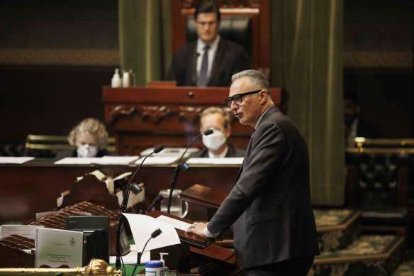 John Sidoti speaks during question time in NSW parliament today.