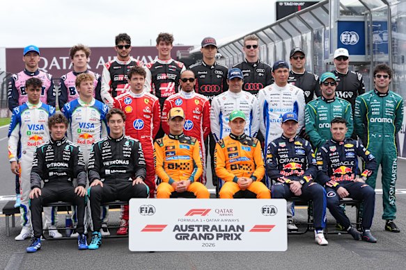 Drivers pose for a group photo ahead of last week’s Australian Grand Prix.