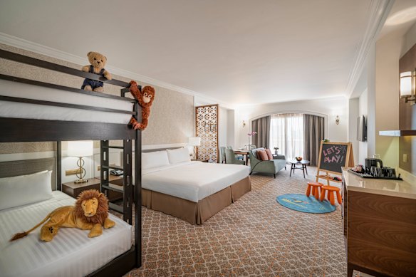 The family room with a bunk bed feels palatial. 