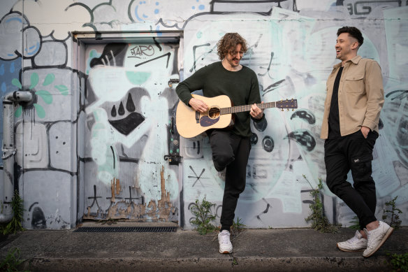 Dean Lewis (left) and Sean Loaney. “I was backstage going, ‘How do I do this?’,” says Lewis, “and Sean said, ‘You go out there and you take it seriously.’ ”