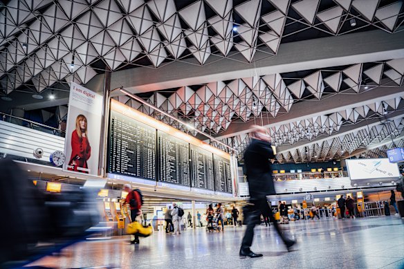 Inside Frankfurt Airport.