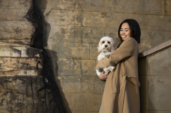 Christina Qazi with her cavoodle Luna.