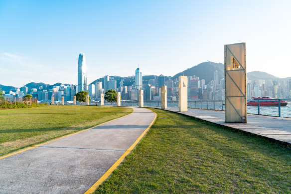 West Kowloon and its promenade.