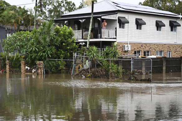 Flooded homes in Tingalpa, as a result of heavy rains from ex-tropical cyclone Alfred.