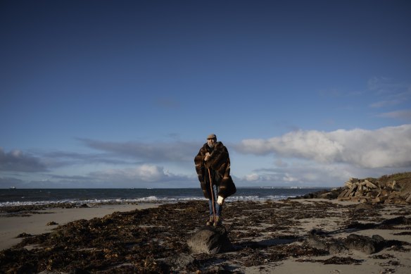 Richard Frankland at the beach in Portland. 