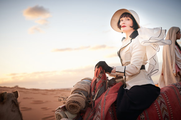 Phyrne Fisher (Essie Davis) doesn't quite go undercover in Morrocco in Miss Fisher and the Crypt of Tears.