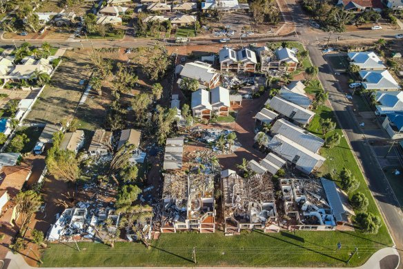 Around 70 per cent of properties in Kalbarri were damaged by the cyclone, 40 per cent copped significant damage. 