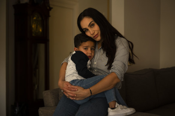 Dr Mariam Chaalan with her son, Zach, who has mycoplasma pneumonia.