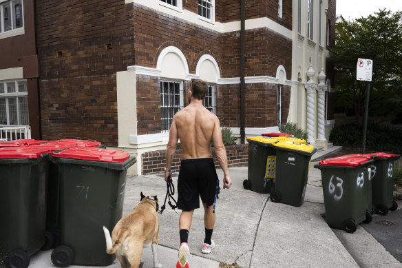 Rubbish bins in Elizabeth Bay. A City of Sydney spokesman said the council was working to minimise disruption to services.