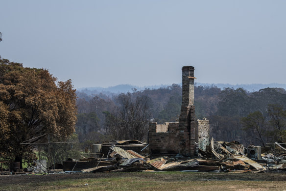 A burnt home just outside Moruya.