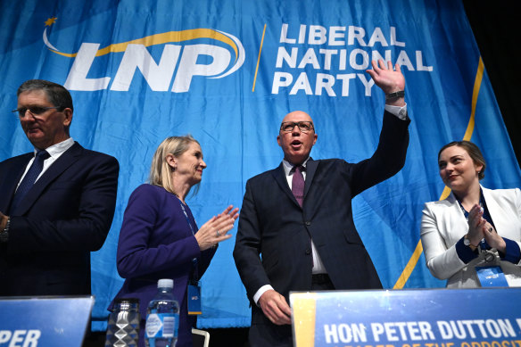 Peter Dutton is seen during the Queensland Liberal National Party annual conference earlier this month.