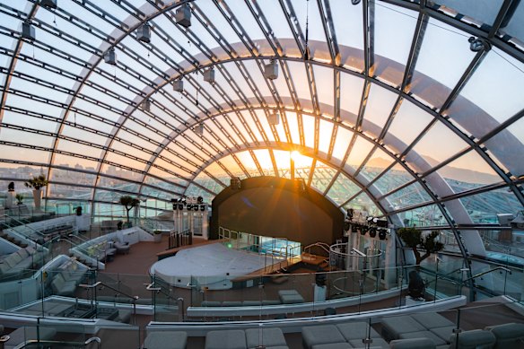 Concerts are held in The Dome, a striking glass venue near the ship’s bow.