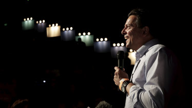 SA Best leader Nick Xenophon was update in Adelaide on Saturday night despite his party's poorer-than-expected performance.