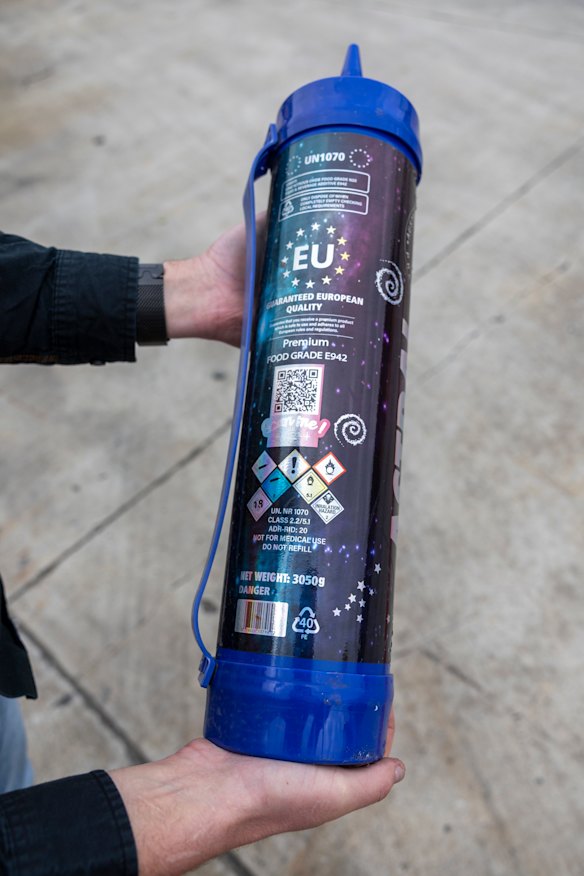 Each canister weighs around three kilograms. 