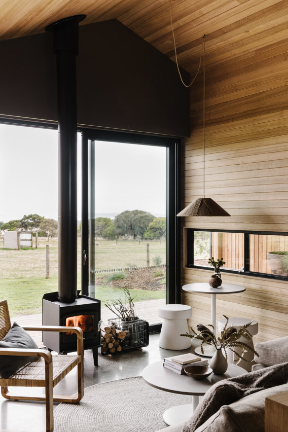 The cabins’ views stretch to Western Port Bay and the lower Mornington Peninsula.