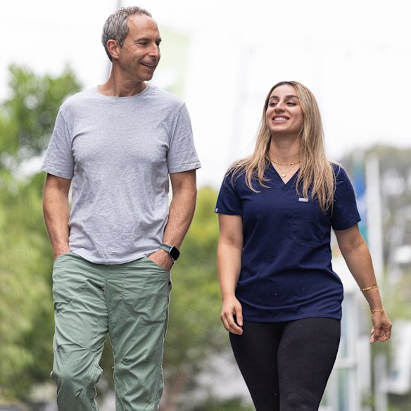 Narges with her employer, George Malliaros.