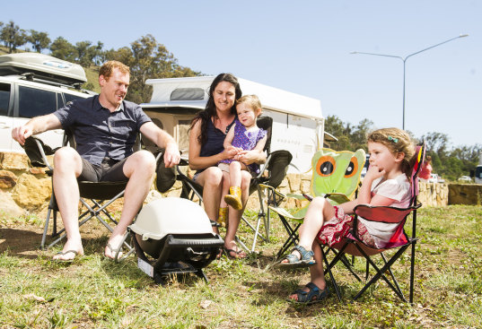 The Jean family at the Hughie Edwards VC Rest Area near Canberra.