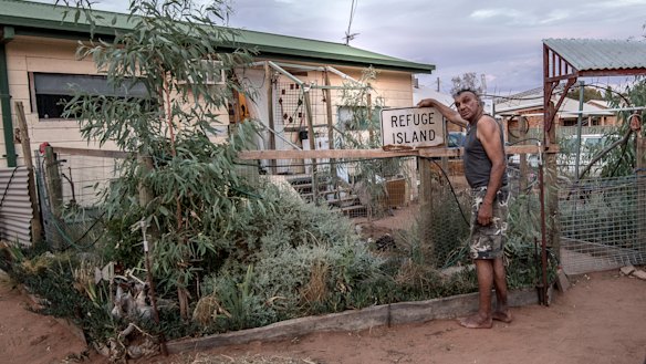 Dave Edwards outside his home on the old Aboriginal mission in Balranald.