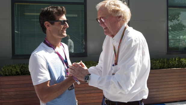 Driver Mark Webber and Ron Walker in 2014.