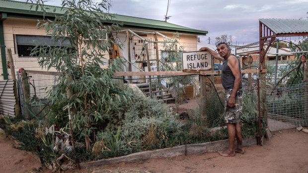 Dave Edwards outside his home on the old Aboriginal mission in Balranald.