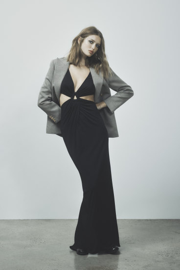 Evening gown with blazer shop