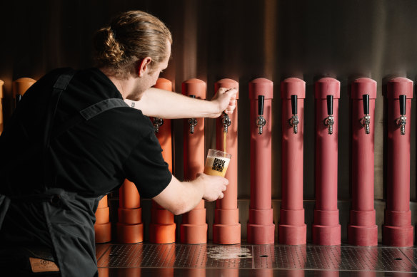 There are two bars and 30 beer taps at Bridge Road Brewers, Brunswick East.