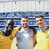 Socceroos Awer Mabil, Mathew Ryan and Deni Jurić.