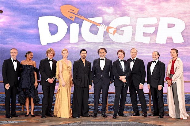 (L-R) Emmanuel Lubezki, Sophie Wilde, Jesse Plemons, Sandra Hüller, Riz Ahmed, Alejandro González Iñárritu, Tom Cruise, John Goodman, Michael Stuhlbarg and Emma D’Arcy attend the “Digger” Film And TV Charity Royal Film Performance And Global Premiere inside Leicester Square Gardens on September 22, 2026 in London