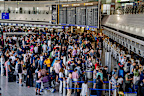 The head of Frankfurt Airport warns queue's like this could be expected at Germany's biggest airport.