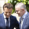 Macron and Albanese appeared relaxed at the Elysee Palace.