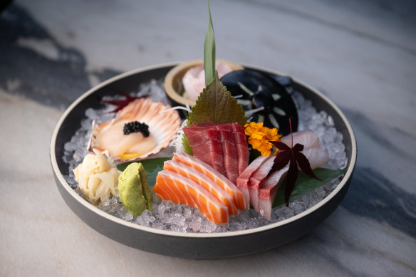 Twelve piece sashimi selection.