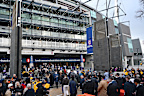 Fans line up outside the MCG.