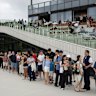Crowds swarmed the new Sydney Fish Market on Monday. 