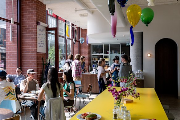 Inside the cheery all-day cafe.